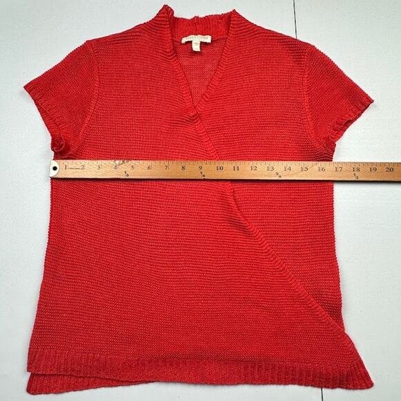 Eileen Fisher Sweater Womens Small Petite Red Linen Cardigan Lightweight Resort - Picture 8 of 11